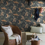 Borastapeter bosdieren behang voor de kinderkamer blauw 6920