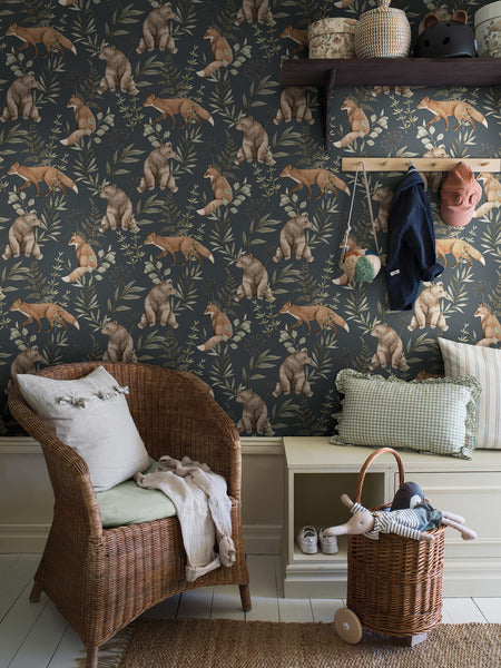 Borastapeter bosdieren behang voor de kinderkamer blauw 6920