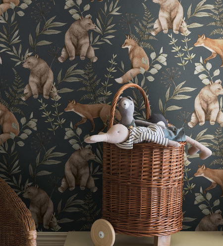 Borastapeter bosdieren behang voor de kinderkamer blauw 6920
