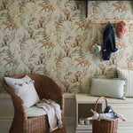 Borastapeter bosdieren behang voor de kinderkamer jongenskamer babykamer wild forest beige 6921