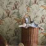 Borastapeter bosdieren behang voor de kinderkamer jongenskamer babykamer wild forest beige 6921