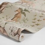Borastapeter bosdieren behang voor de kinderkamer jongenskamer babykamer wild forest beige 6921