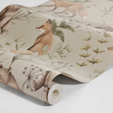 Borastapeter bosdieren behang voor de kinderkamer jongenskamer babykamer wild forest beige 6921