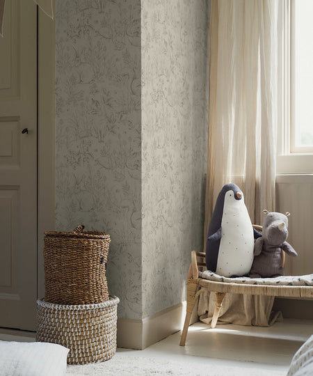 Borastapeter behang voor de kinderkamer Forest Friends bosdieren beige 6922 newbie 2