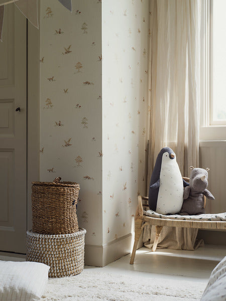 Borastapeter bosdieren behang voor de kinderkamer neutraal beige 6923