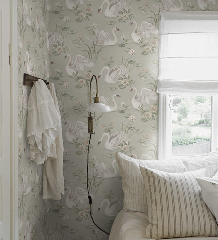 Borastapeter zwanen behang voor de meisjeskamer Lily Swan 6925