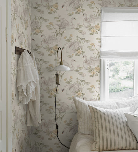 Borastapeter zwanen behang voor de meisjeskamer Lily Swan 6926