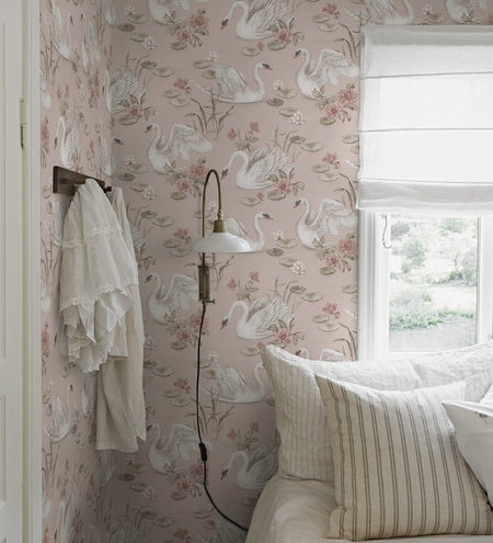 Borastapeter zwanen behang voor de meisjeskamer Lily Swan 6927