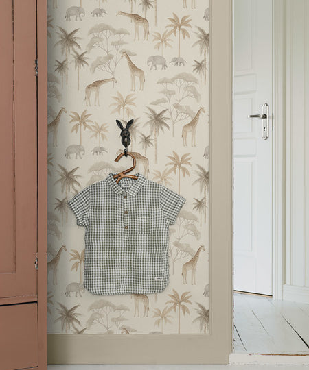 Borastapeter jungle behang voor de babykamer en kinderkamer beige 6938