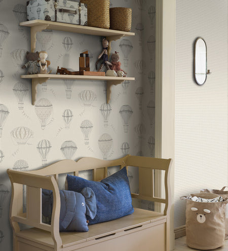 Borastapeter up in the sky luchtballonnen behang voor een jongenskamer of babykamer beige 6941