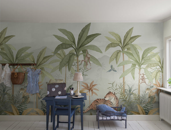 Boråstapeter mural jungle behang wild jungle kinderkamer