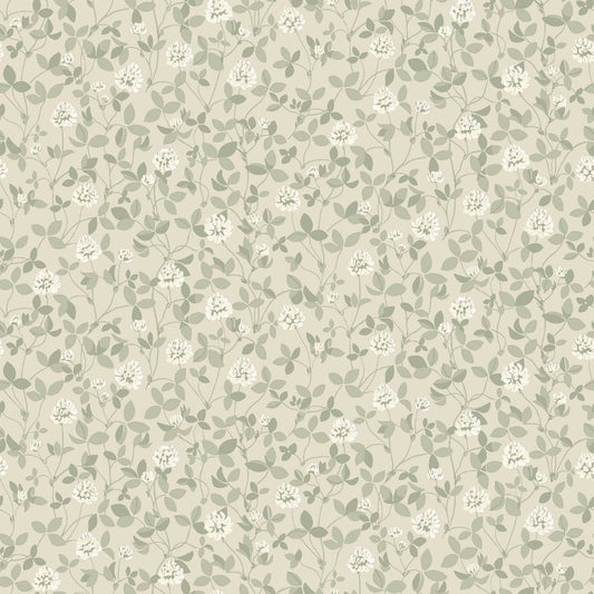 Borastapeter bloemenbehang voor meisjeskamer en babykamer beige Klöver 6977