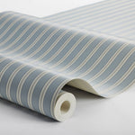 Borastapeter Pärlrand gestreept behang voor jongenskamer meisjeskamer en babykamer met stipjes blauw beige 6981
