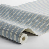 Borastapeter Pärlrand gestreept behang voor jongenskamer meisjeskamer en babykamer met stipjes blauw beige 6981