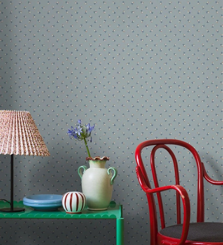Borastapeter Petite Cherie bloemenbehang voor meisjeskamer en babykamer lichtblauw blauw 7783