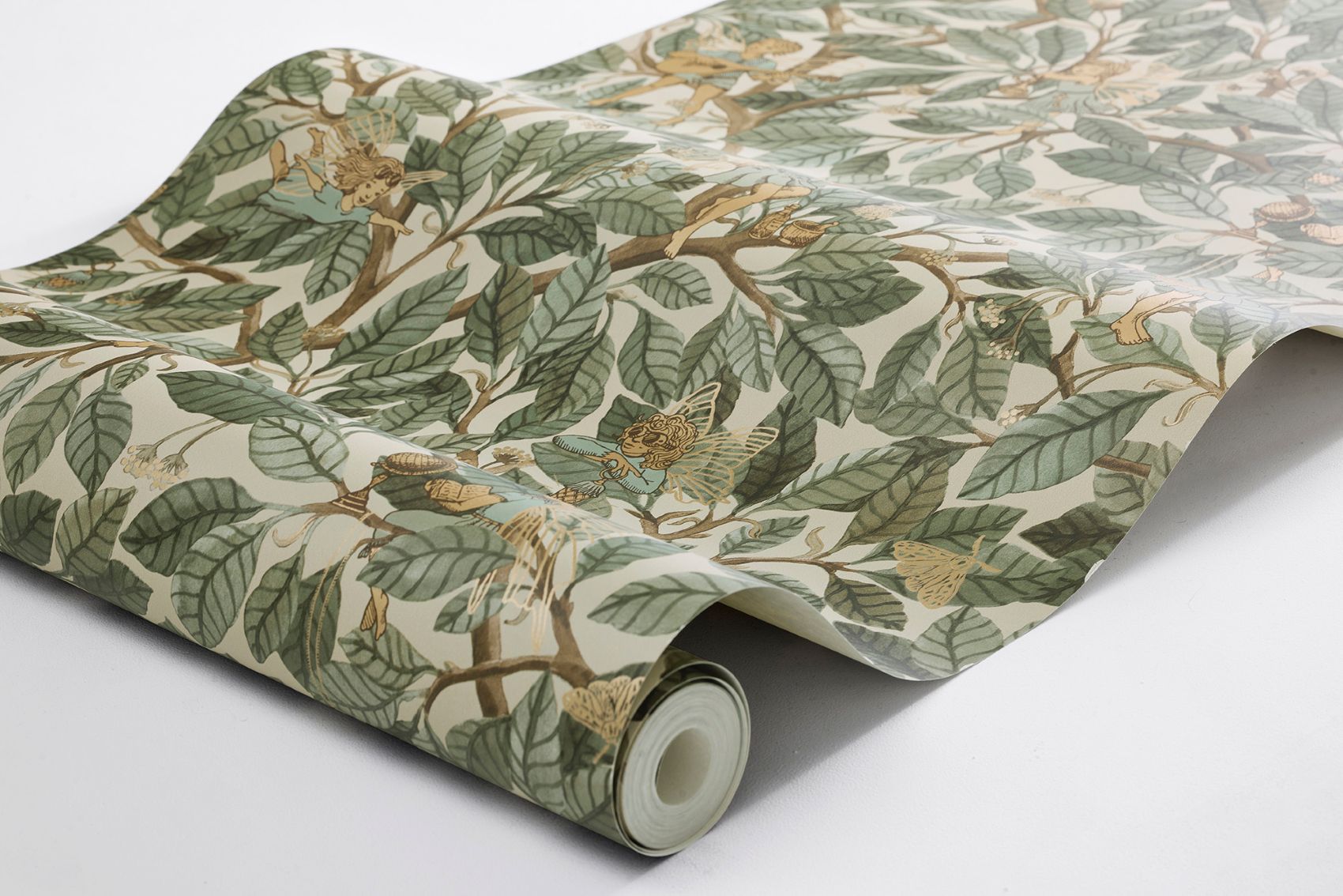 Borastapeter Fairies elfen behang voor meisjeskamer en babykamer Fairyland beige groen 8141