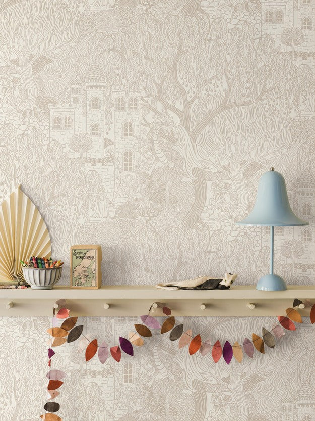 Kingdom of the Willow Borastapeter sprookjesbehang voor de kinderkamer, jongenskamer en neutrale kinderkamer beige 8143