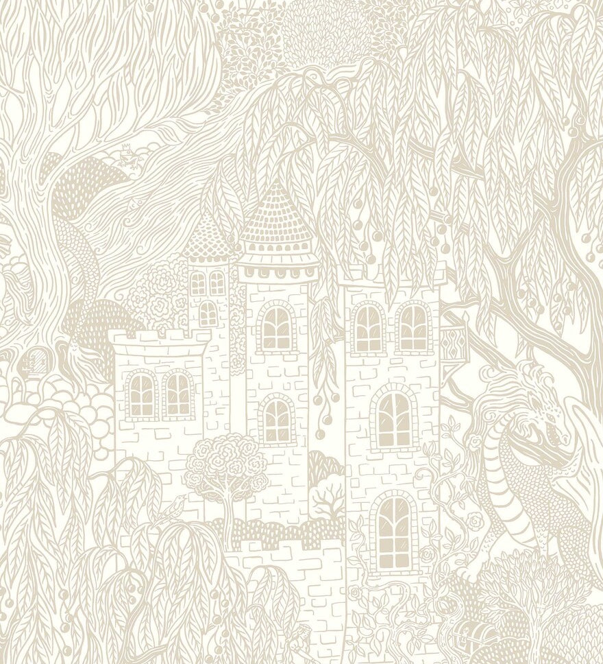 Kingdom of the Willow Borastapeter sprookjesbehang voor de kinderkamer, jongenskamer en neutrale kinderkamer beige 8143