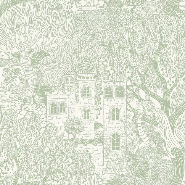 Kingdom of the Willow Borastapeter sprookjesbehang voor de kinderkamer, jongenskamer en neutrale kinderkamer groen 8144
