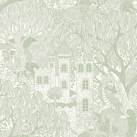 Kingdom of the Willow Borastapeter sprookjesbehang voor de kinderkamer, jongenskamer en neutrale kinderkamer groen 8144