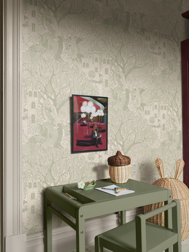 Kingdom of the Willow Borastapeter sprookjesbehang voor de kinderkamer, jongenskamer en neutrale kinderkamer groen 8144