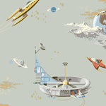 Space Adventure Borastapeter Fairyland ruimte behang voor de jongenskamer lichtgroen 8154
