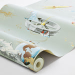 Space Adventure Borastapeter Fairyland ruimte behang voor de jongenskamer lichtgroen 8154