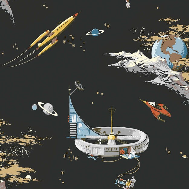 Space Adventure Borastapeter Fairyland ruimte behang voor de jongenskamer zwart 8155