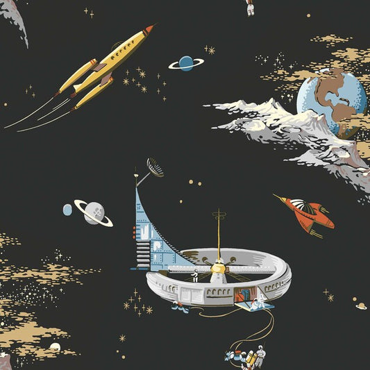 Space Adventure Borastapeter Fairyland ruimte behang voor de jongenskamer zwart 8155