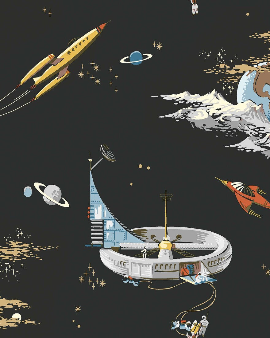 Space Adventure Borastapeter Fairyland ruimte behang voor de jongenskamer zwart 8155
