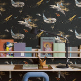 Space Adventure Borastapeter Fairyland ruimte behang voor de jongenskamer zwart 8155