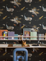 Space Adventure Borastapeter Fairyland ruimte behang voor de jongenskamer zwart 8155