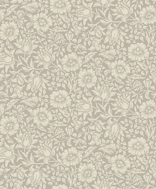 Midbec Mallow bloemenbehang meisjeskamer babykamer en tienerkamer vergrijsd beige 82038