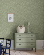 Midbec Mallow bloemenbehang meisjeskamer babykamer en tienerkamer vergrijsd groen 82041