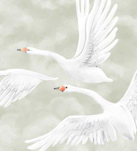 Clouds Swans mural van Borastapeter zwanen behang voor meisjeskamer en babykamer 9414W