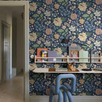 Borastapeter bloemen behang voor de kinderkamer donkerblauw Alicia 2008