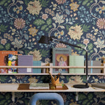Borastapeter bloemen behang voor de kinderkamer donkerblauw Alicia 2008