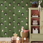 Annet Weelink vintage cartoon behang voor de kinderkamer groen jongenskamer 