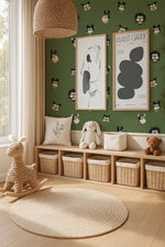 Annet Weelink vintage cartoon behang voor de kinderkamer groen jongenskamer 