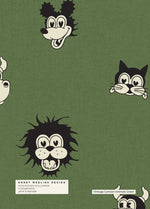 Annet Weelink vintage cartoon behang voor de kinderkamer groen jongenskamer 