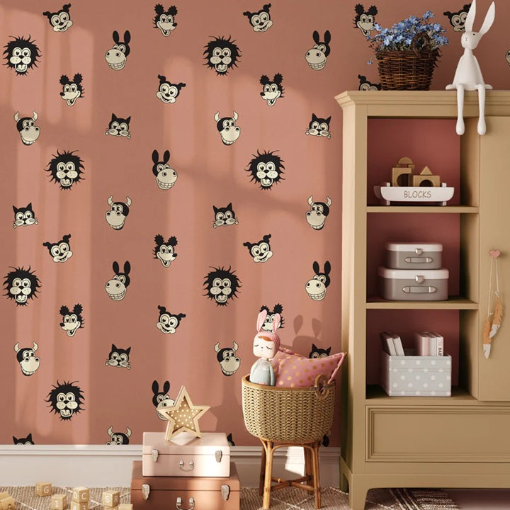 Annet Weelink vintage cartoon behang voor de kinderkamer jongenskamer terra