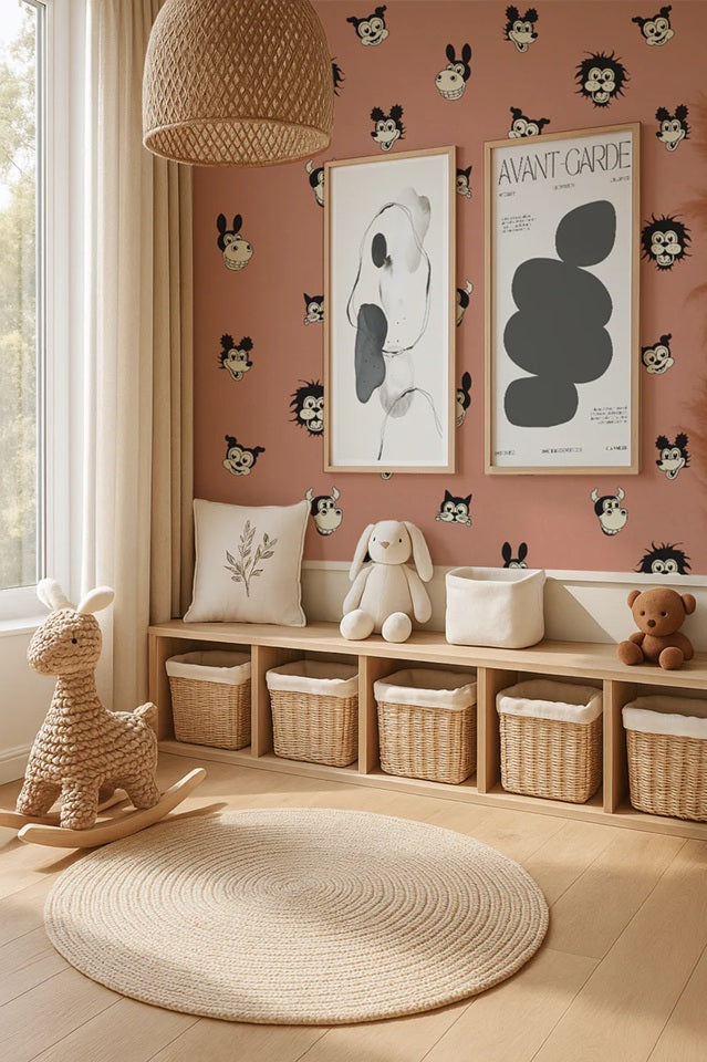 Annet Weelink vintage cartoon behang voor de kinderkamer jongenskamer terra