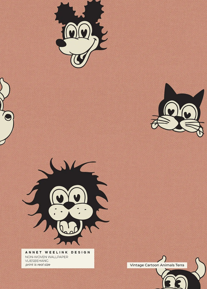 Annet Weelink vintage cartoon behang voor de kinderkamer jongenskamer terra