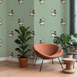 Annet Weelink Vintage cartoon kinderbehang voor meisjeskamer mini mouse groen