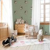 Annet Weelink Vintage cartoon kinderbehang voor meisjeskamer mini mouse groen