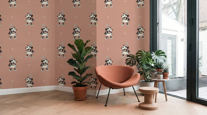 Annet Weelink Vintage cartoon kinderbehang voor meisjeskamer mini mouse terra