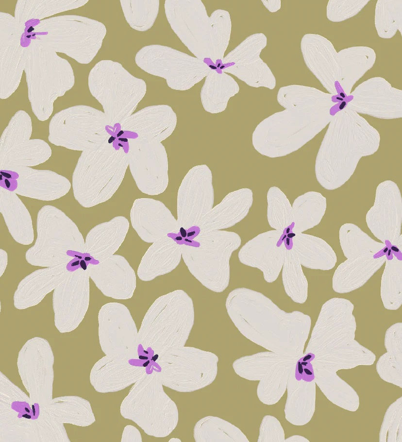 Annet Weelink bloemenbehang voor de meisjeskamer bold flowers groen
