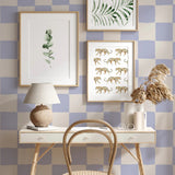 Annet Weelink behang voor de kinderkamer blokken checkers patroon blauw