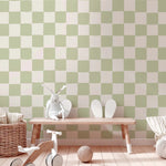 Annet Weelink blokken behang checker check mate groen kinderbehang
