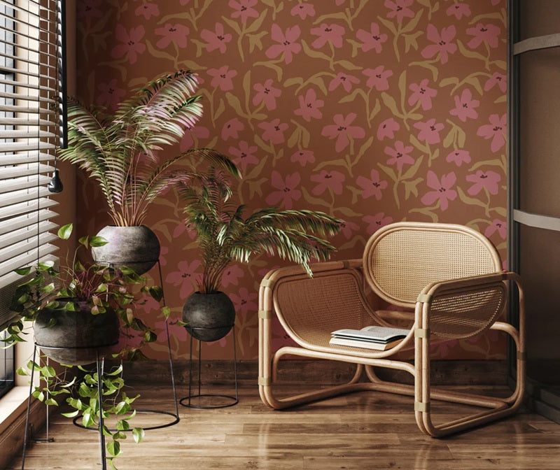 Petal Pop Annet weelink bloemen behang voor meisjeskamer zacht terra